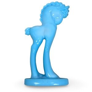 Vintage Mosser Glass Blue Milk Glass Trojan Horse Pony Figurine Standing Rare